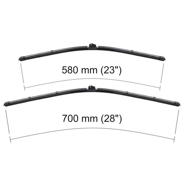 Vindrutetorkarblad till Opel Meriva B Minibuss (04.2010-2017) omvänd montering av adaptern (på passagerarsidan) - platta torkarblad
