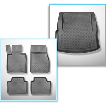 Sats bagagerumsmatta och bilmattor TPE måttillverkade till: BMW Serie 3 F30 Limo
