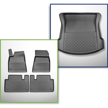 Sats bagagerumsmatta och bilmattor TPE måttillverkade till: Tesla Model 3 Sedan 