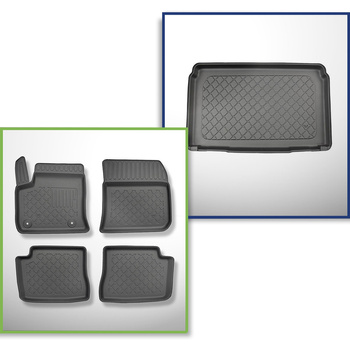Sats bagagerumsmatta och bilmattor TPE måttillverkade till: Opel Corsa-e Kombiku