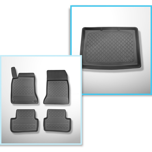 Sats bagagerumsmatta och bilmattor TPE måttillverkade till: Mercedes-Benz B-klass W246 Sports Tourer (10.2011-12.2018) - nedre bagagerum; utan vario box (utan EASY VARIO PLUS SYSTEM)