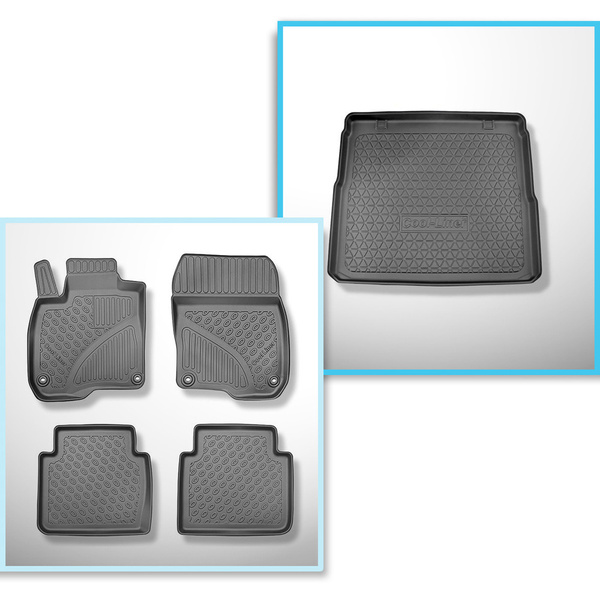 Sats bagagerumsmatta och bilmattor TPE PREMIUM måttillverkade till: Honda CR-V RW V SUV (10.2018-07.2023) - 5 platser; övre bagagerum (jämn inlastningströskel); rörligt golv i översta läget; även till hybrid; utan tredje raden