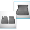 Sats bagagerumsmatta och bilmattor TPE PREMIUM måttillverkade till: Tesla Model X SUV (01.2021-....) - 6/7 platser; bakom andra sätesraden (tredje raden nedsänkt)