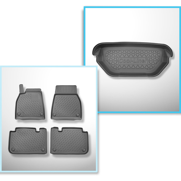 Sats bagagerumsmatta och bilmattor TPE PREMIUM måttillverkade till: Tesla Model S 0 Kupé (01.2021-....) - främre bagagerum