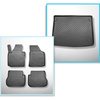 Sats bagagerumsmatta och bilmattor TPE måttillverkade till: Volkswagen Caddy Startline Kombi (2004-10.2020) - 5 platser; plåt på bagagerummets sidoväggar