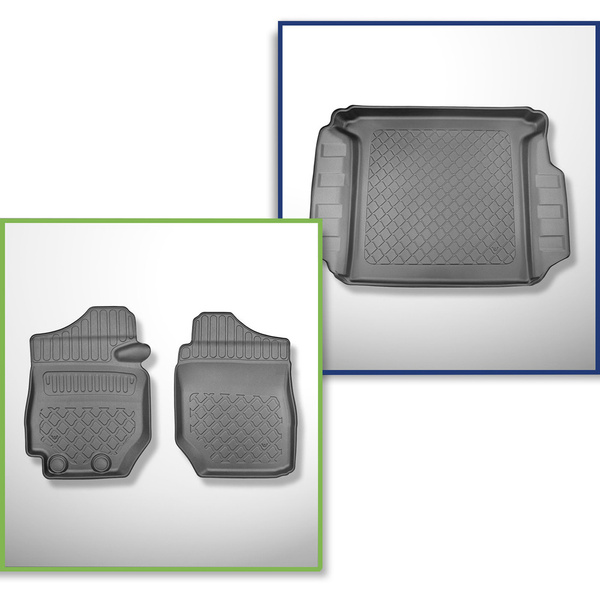 Sats bagagerumsmatta och bilmattor TPE måttillverkade till: Suzuki Jimny II GJ Pro SUV (2021-....) - två platser; även till Pro-version; med manuell växellåda
