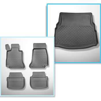 Sats bagagerumsmatta och bilmattor TPE måttillverkade till: Mercedes-Benz E-klas