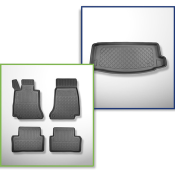 Sats bagagerumsmatta och bilmattor TPE måttillverkade till: Mercedes-Benz E-klas