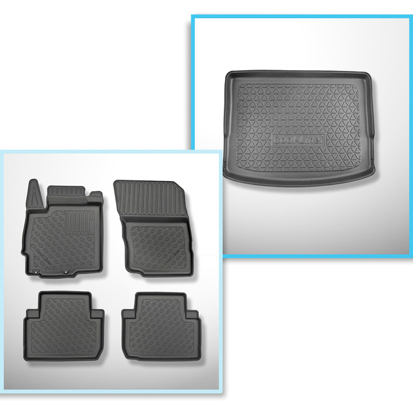 Sats bagagerumsmatta och bilmattor TPE PREMIUM måttillverkade till: Mitsubishi Eclipse Cross SUV (01.2018-....) - ej till Plug-in Hybrid version