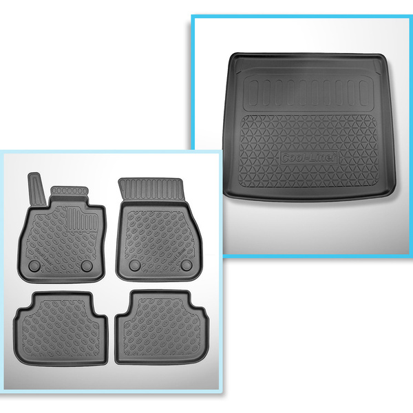 Sats bagagerumsmatta och bilmattor TPE PREMIUM måttillverkade till: BMW Serie 2 F44 Gran Kupé (03.2020-10.2024) - övre bagagerum; till bilar med dubbelt bagagerumsgolv