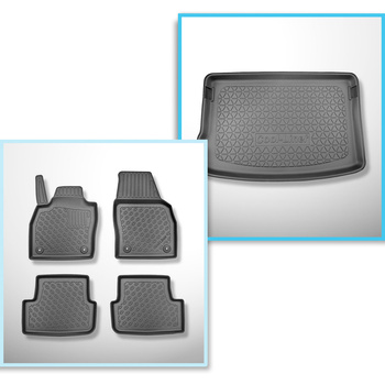 Sats bagagerumsmatta och bilmattor TPE PREMIUM måttillverkade till: Skoda Fabia 