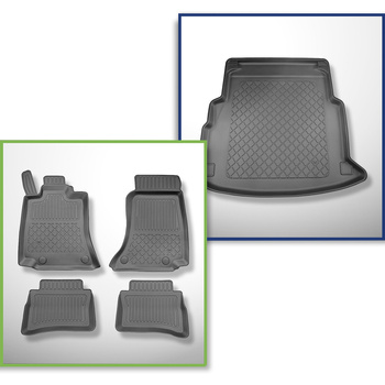 Sats bagagerumsmatta och bilmattor TPE måttillverkade till: Mercedes-Benz E-klas