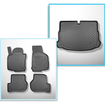 Sats bagagerumsmatta och bilmattor TPE måttillverkade till: Volkswagen Scirocco 