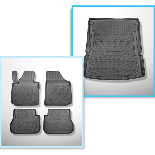 Sats bagagerumsmatta och bilmattor TPE PREMIUM måttillverkade till: Volkswagen Caddy IV Maxi Skåpbil (10.2007-10.2020) - Startline; 5 platser; utan tredje raden