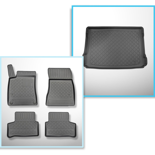 Sats bagagerumsmatta och bilmattor TPE måttillverkade till: Mercedes-Benz GLA H247 SUV (12.2019-....) - övre bagagerum; rörligt golv i översta läget; ej till versionen Plug-in Hybrid GLA H247 (250e)