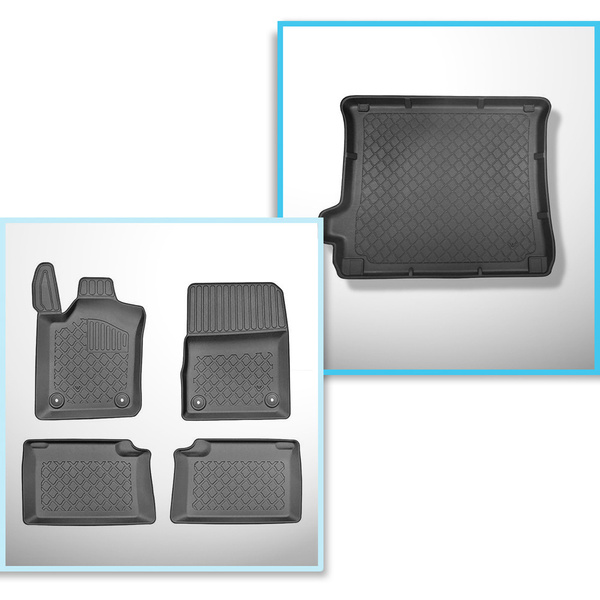 Sats bagagerumsmatta och bilmattor TPE måttillverkade till: Jeep Grand Cherokee IV WK2 SUV (07.2013-11.2020)