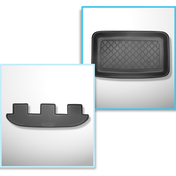 Sats bagagerumsmatta och bilmattor TPE måttillverkade till: Volkswagen Sharan II Skåpbil (09.2010-03.2022)