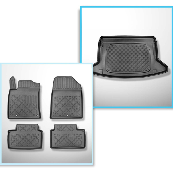 Sats bagagerumsmatta och bilmattor TPE måttillverkade till: Kia Ceed III CD Kombikupé (06.2018-....) - nedre bagagerum; utan bagagerumsgolv i två nivåer