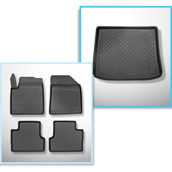 Sats bagagerumsmatta och bilmattor TPE måttillverkade till: Jeep Cherokee V KL S