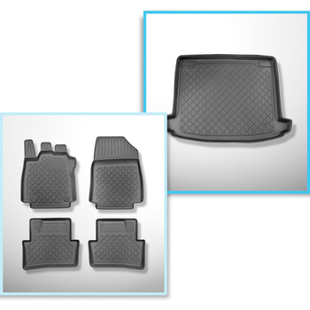 Sats bagagerumsmatta och bilmattor TPE måttillverkade till: Renault Clio IV Gran