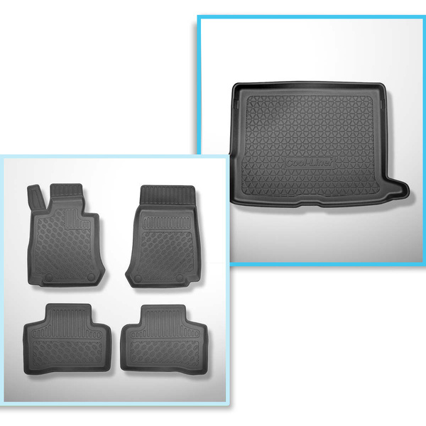 Sats bagagerumsmatta och bilmattor TPE PREMIUM måttillverkade till: Mercedes-Benz GLC X253 SUV (09.2015-06.2022) - ej till Plug-in Hybrid