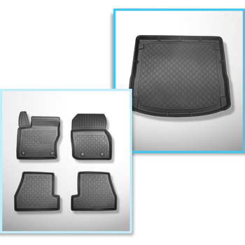 Sats bagagerumsmatta och bilmattor TPE måttillverkade till: Ford Focus III Kombi