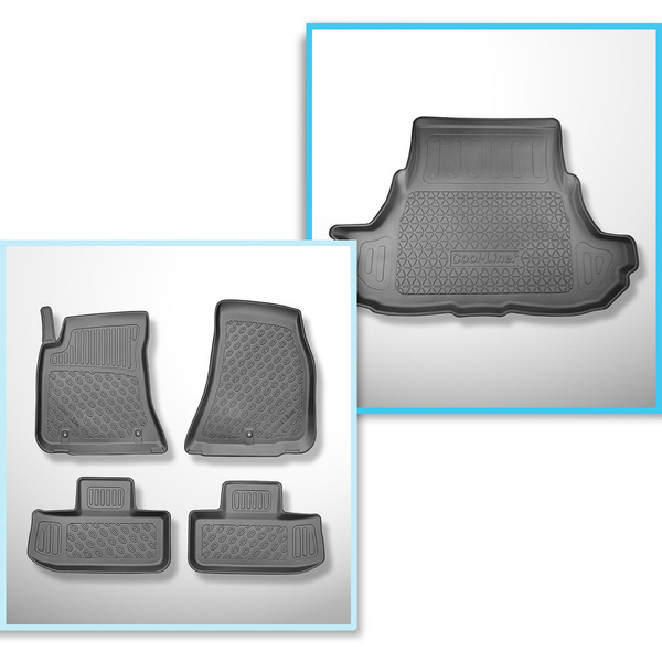 Sats bagagerumsmatta och bilmattor TPE PREMIUM måttillverkade till: Dodge Challenger III Kupé (2014-....)