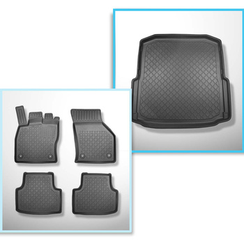 Sats bagagerumsmatta och bilmattor TPE måttillverkade till: Skoda Octavia III 5E