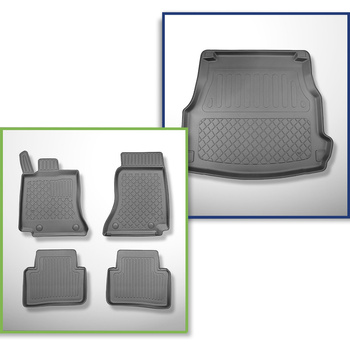 Sats bagagerumsmatta och bilmattor TPE måttillverkade till: Mercedes-Benz C-klas