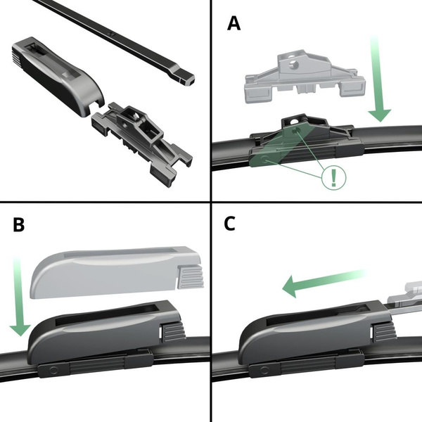 Vindrutetorkarblad till Citroen C4 Picasso I Minibuss (02.2007-02.2013) - platta torkarblad