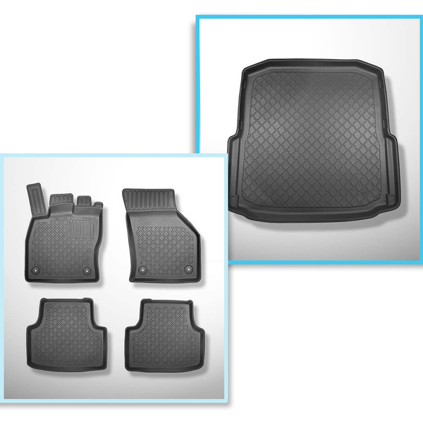 Sats bagagerumsmatta och bilmattor TPE måttillverkade till: Skoda Octavia III 5E Kombisedan (02.2013-05.2020)