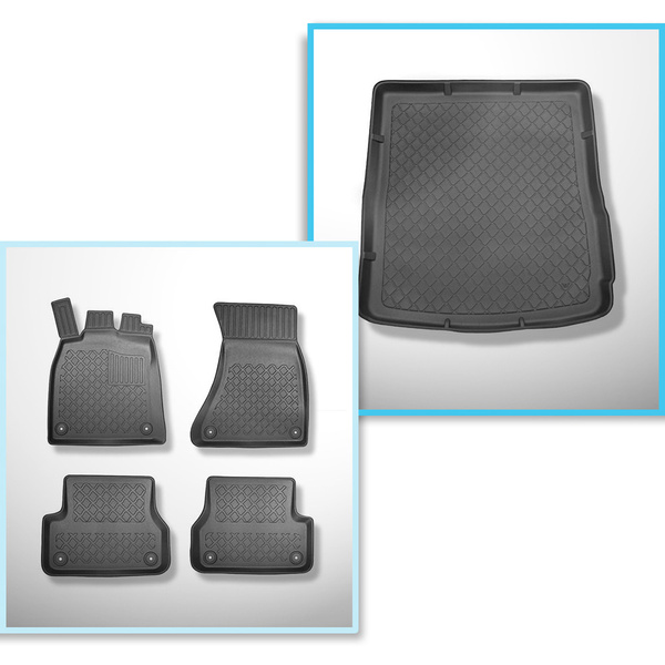 Sats bagagerumsmatta och bilmattor TPE måttillverkade till: Audi A6 C7 Avant (09.2011-08.2018) - även till Quattro-version