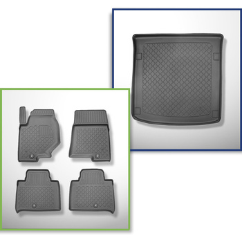 Sats bagagerumsmatta och bilmattor TPE måttillverkade till: SsangYong Rexton II 