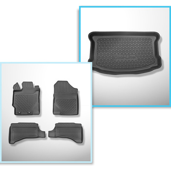 Sats bagagerumsmatta och bilmattor TPE PREMIUM måttillverkade till: Toyota Yaris