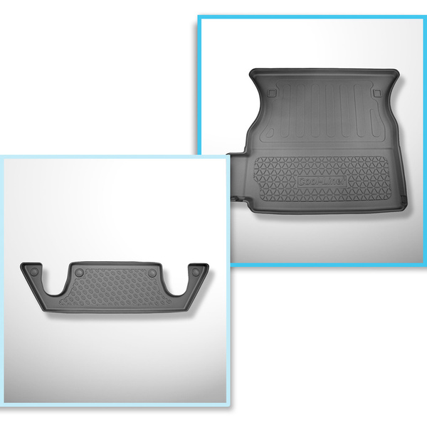 Sats bagagerumsmatta och bilmattor TPE PREMIUM måttillverkade till: Tesla Model X SUV (01.2021-....) - 6 platser; 3a raden; bakom andra sätesraden (tredje raden nedsänkt)