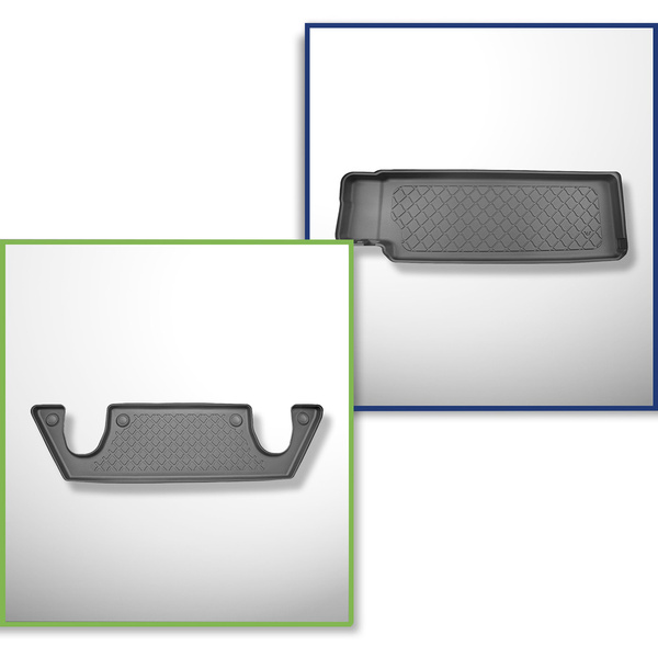 Sats bagagerumsmatta och bilmattor TPE måttillverkade till: Tesla Model X SUV (01.2021-....) - 6 platser; 3a raden; bakom tredje sätesraden