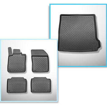 Sats bagagerumsmatta och bilmattor TPE måttillverkade till: Volvo V90 Kombi, Cro