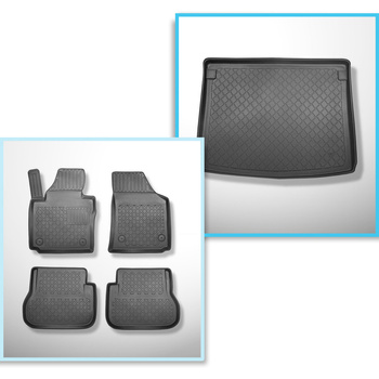 Sats bagagerumsmatta och bilmattor TPE måttillverkade till: Volkswagen Caddy Sta