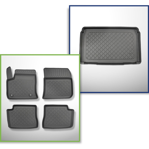 Sats bagagerumsmatta och bilmattor TPE måttillverkade till: Opel Corsa-e Kombikupé (03.2020-....)