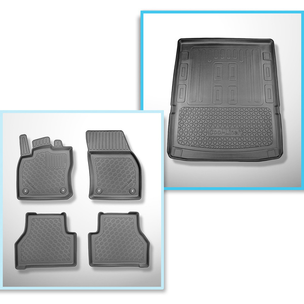 Sats bagagerumsmatta och bilmattor TPE PREMIUM måttillverkade till: Volkswagen Caddy V Maxi Skåpbil (11.2020-....) - 5 eller 7 platser; utan tredje raden