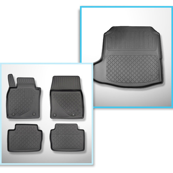 Sats bagagerumsmatta och bilmattor TPE måttillverkade till: Mazda 3 IV BP Sedan 