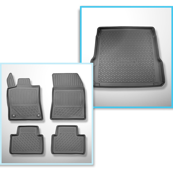 Sats bagagerumsmatta och bilmattor TPE PREMIUM måttillverkade till: Peugeot 308 III SW (12.2021-....) - övre bagagerum; rörligt golv i översta läget (flex floor); även till Plug-in Hybrid