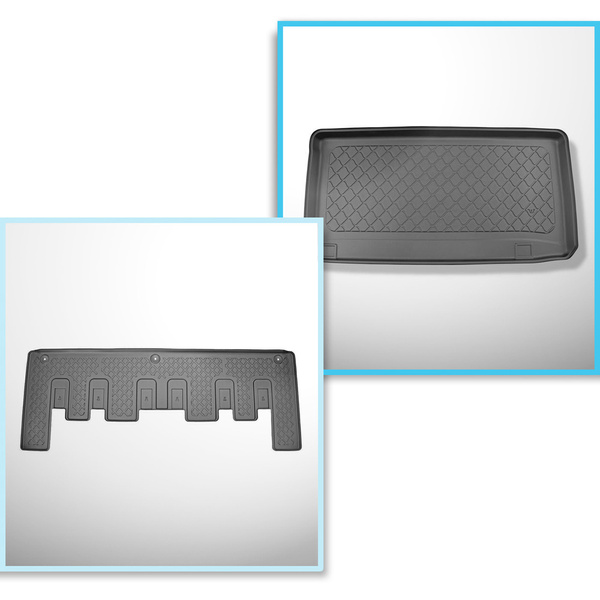 Sats bagagerumsmatta och bilmattor TPE måttillverkade till: Ford Tourneo Custom Skåpbil (02.2018-06.2023)