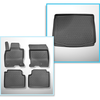 Sats bagagerumsmatta och bilmattor TPE PREMIUM måttillverkade till: Ford Kuga II