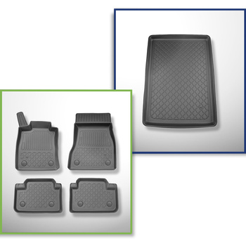 Sats bagagerumsmatta och bilmattor TPE måttillverkade till: BMW Serie 5 G60, G90
