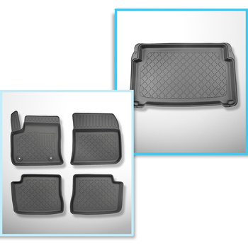 Sats bagagerumsmatta och bilmattor TPE måttillverkade till: Opel Mokka-e SUV (02
