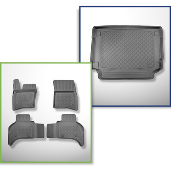 Sats bagagerumsmatta och bilmattor TPE måttillverkade till: Land Rover Defender 