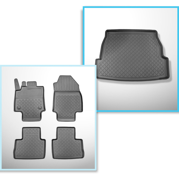 Sats bagagerumsmatta och bilmattor TPE måttillverkade till: Toyota RAV4 V SUV (01.2019-....)