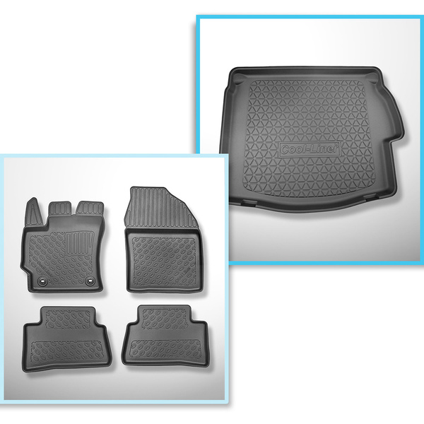 Sats bagagerumsmatta och bilmattor TPE PREMIUM måttillverkade till: Toyota Corolla Cross 2.0 Hybrid Dynamic Force SUV (11.2022-....) - övre bagagerum; rörligt golv i översta läget