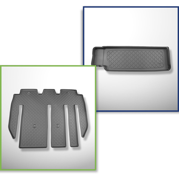 Sats bagagerumsmatta och bilmattor TPE måttillverkade till: Tesla Model X SUV (01.2021-....) - 7 platser; bakom tredje sätesraden